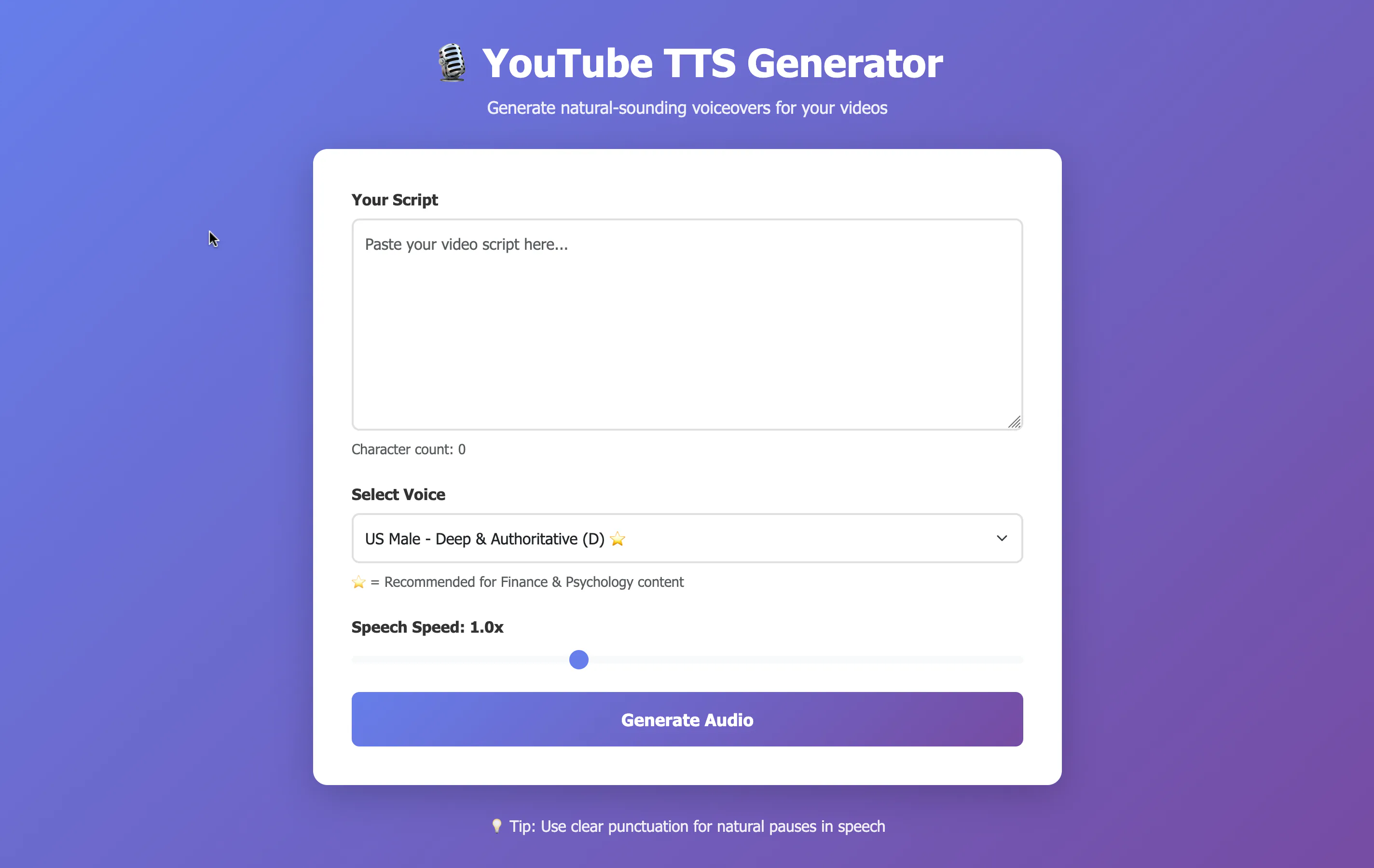YouTube TTS Generator